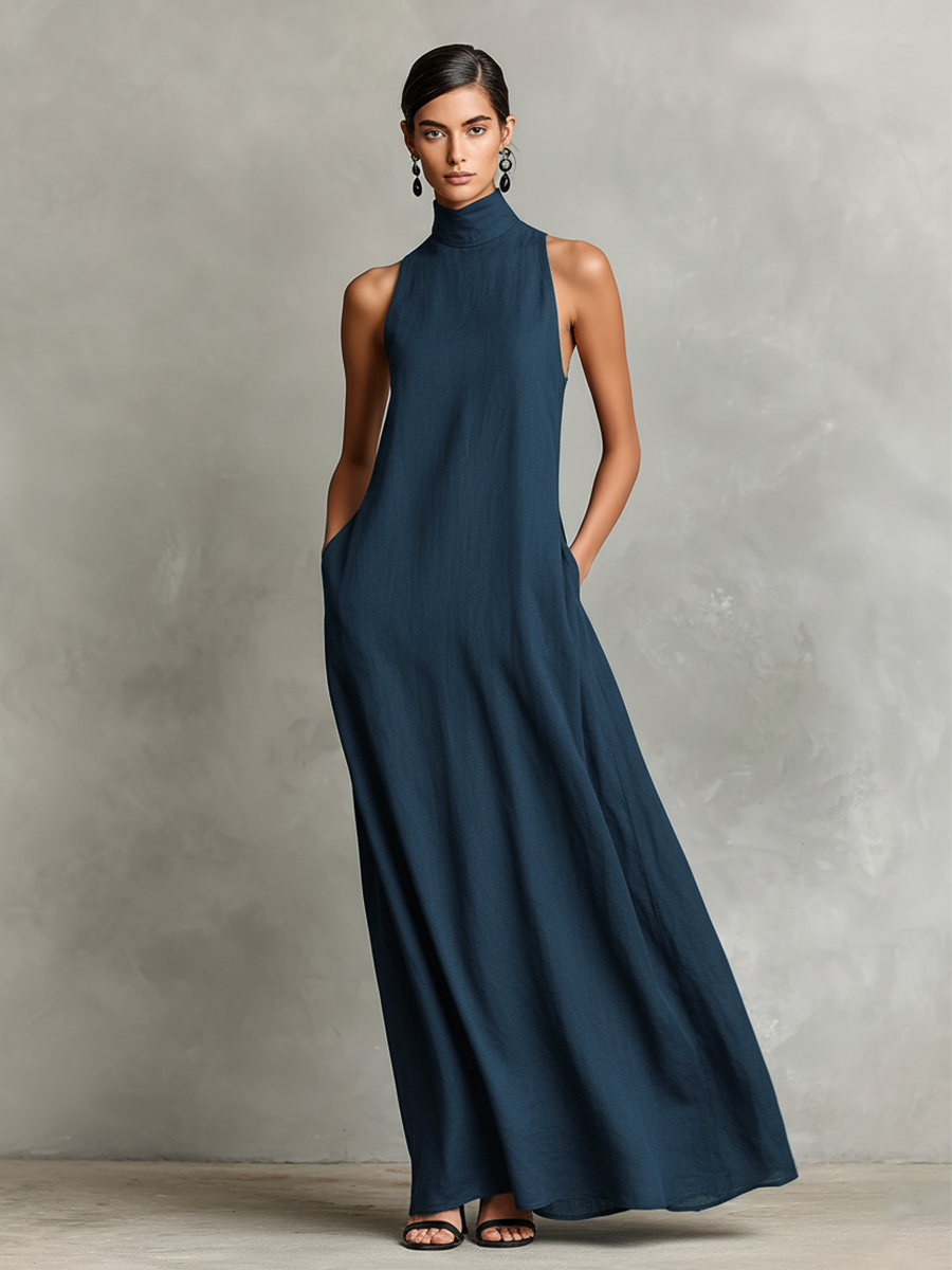 MARTA | Vestido Largo Negro Minimalista