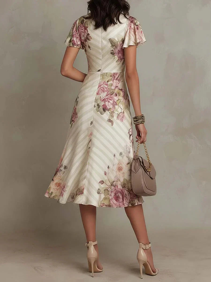 AINARA | Vestido Midi Cruzado Floral Retro