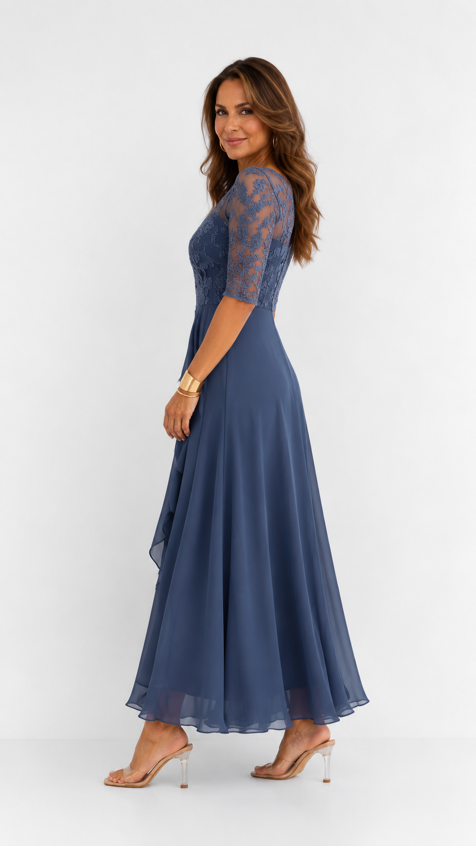 ROXANA | Vestido Midi de Encaje Fluido