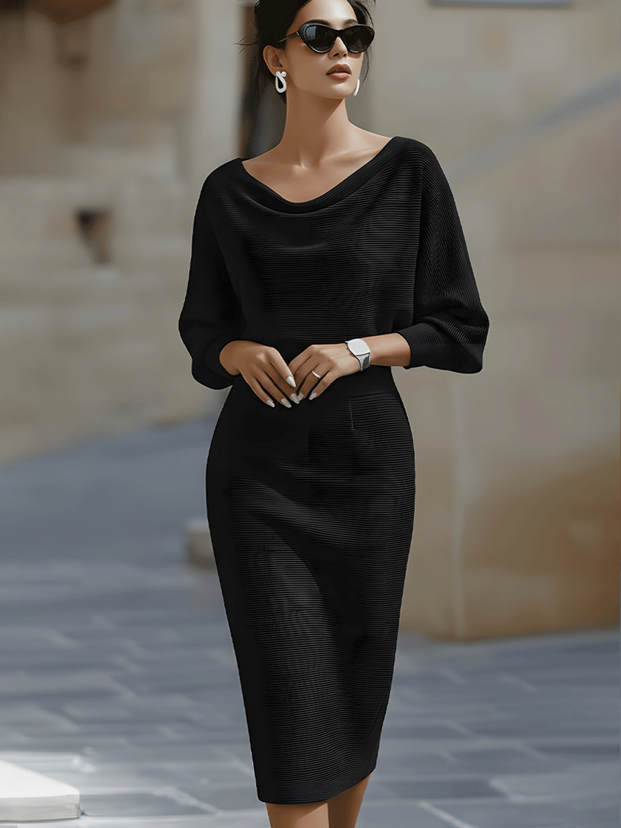 AUDREY | Vestido Midi Drapeado con Escote Corazón