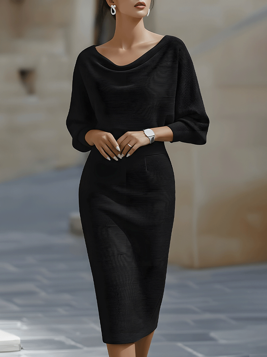 AUDREY | Vestido Midi Drapeado con Escote Corazón