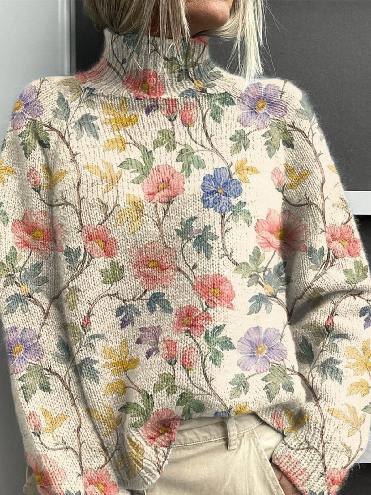 HEIDI | Jersey Floral de Cuello Alto