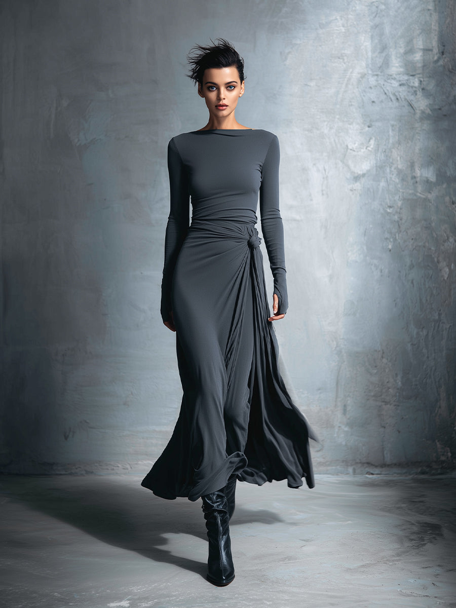 NAOMI | Vestido Maxi Cruzado con Lazo Lateral