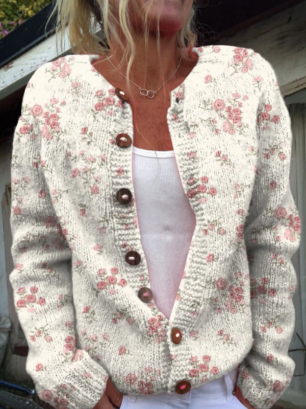 EVANGELINA | Cárdigan Vintage Patchwork Rosa y Blanco