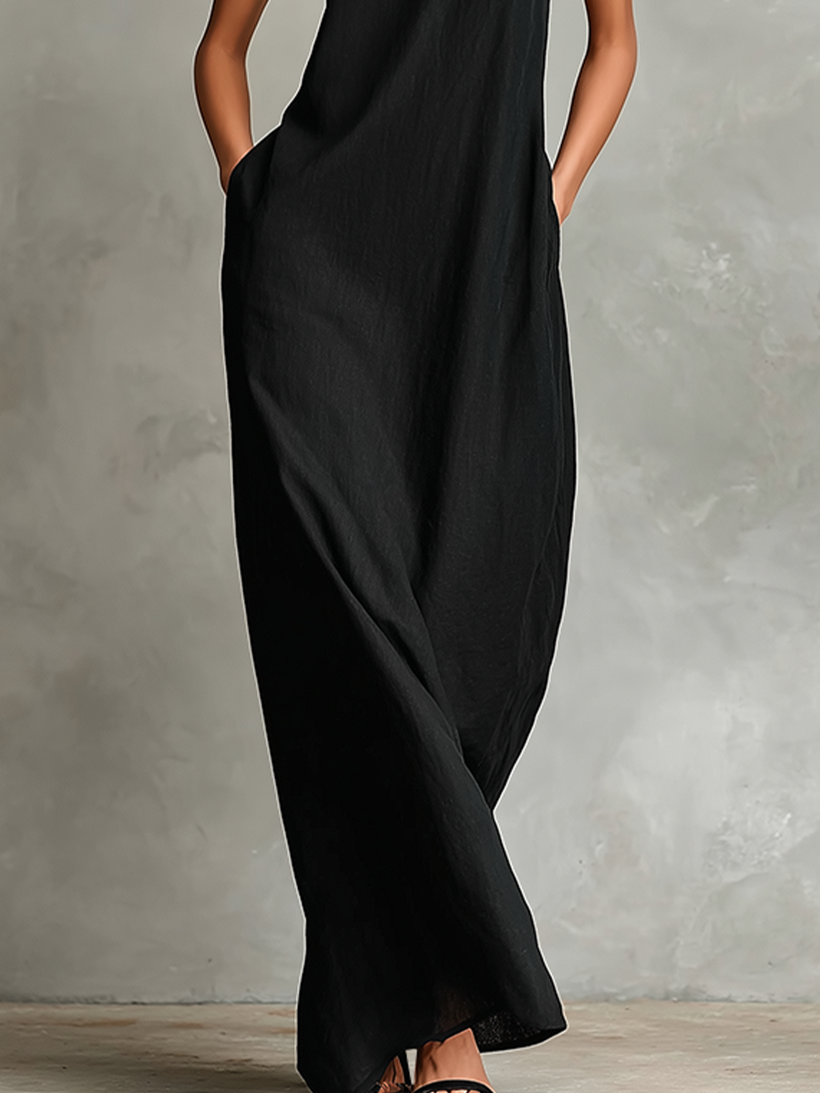 MARTA | Vestido Largo Negro Minimalista