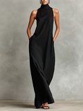 MARTA | Vestido Largo Negro Minimalista
