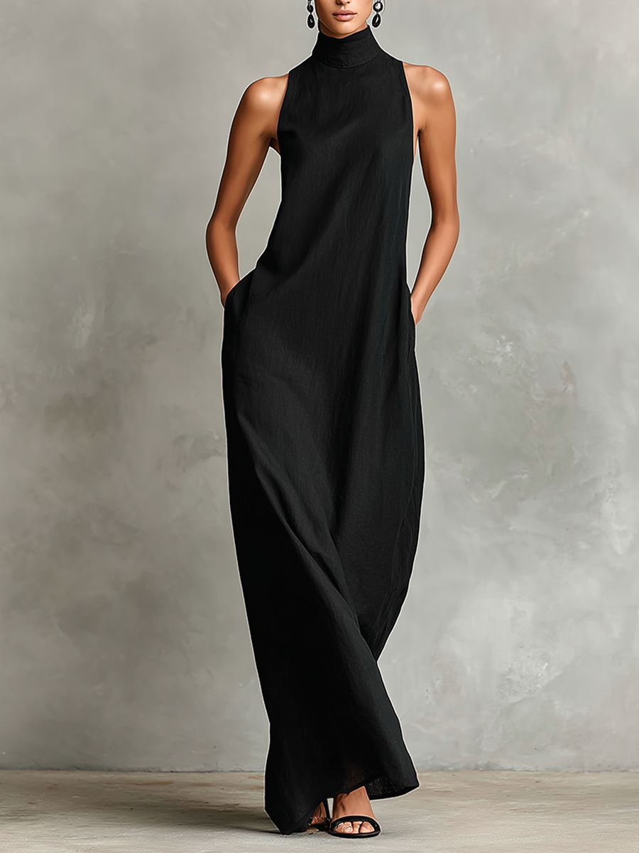 MARTA | Vestido Largo Negro Minimalista