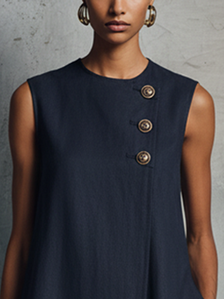ALBA | Vestido Mini con Botones Dorados
