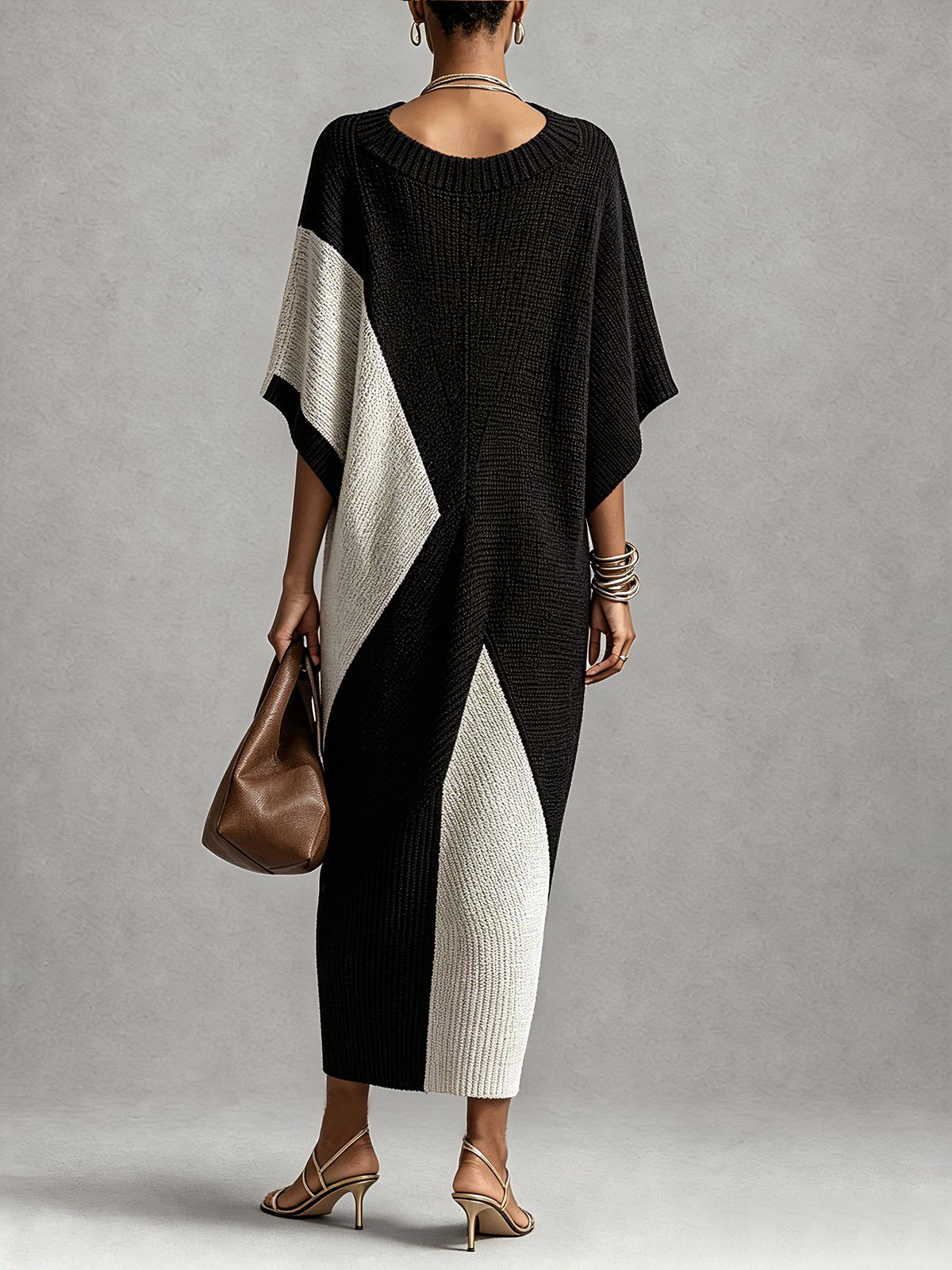 SIDONIE | Vestido Midi Bicolor con Escote en V
