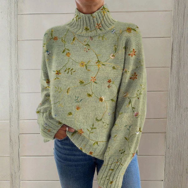 CALLISTE | Jersey Floral Bordado de Cuello Alto