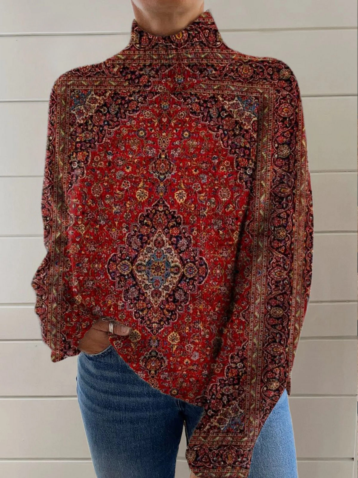 SCINTILLA | Jersey Vintage Estampado de Cuello Alto