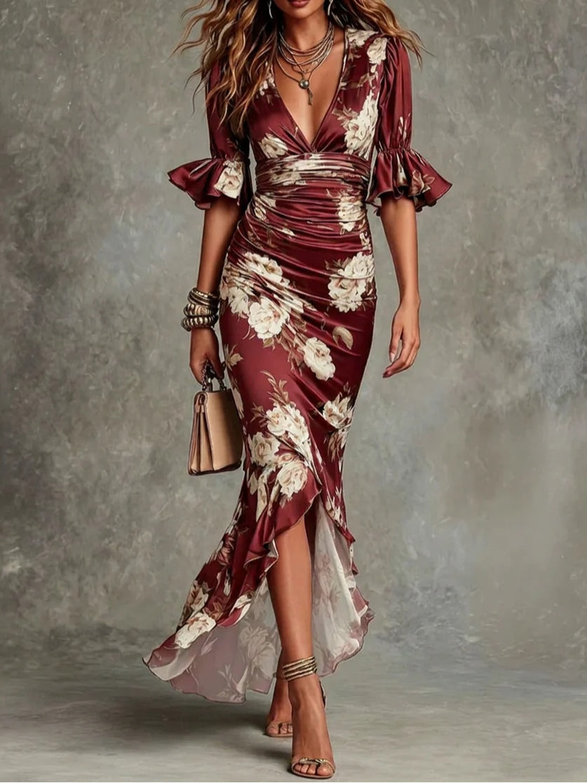 LETICIA | Vestido Estampado Floral Efecto Brillo