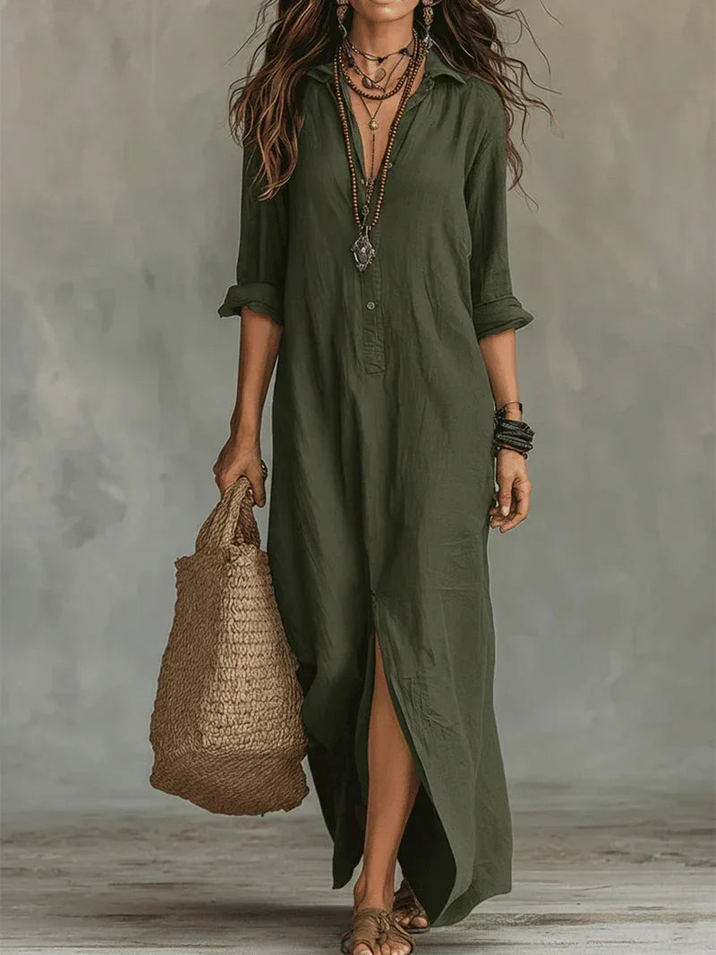 CELINA | Vestido Maxi Amplio con Botones
