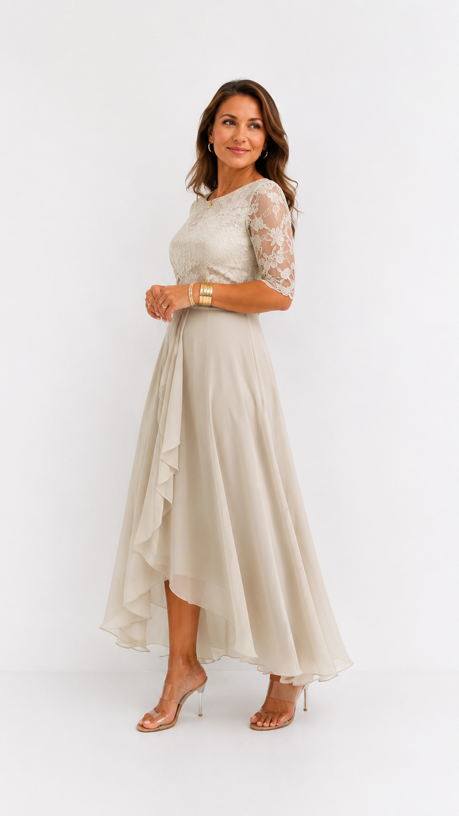 ROXANA | Vestido Midi de Encaje Fluido