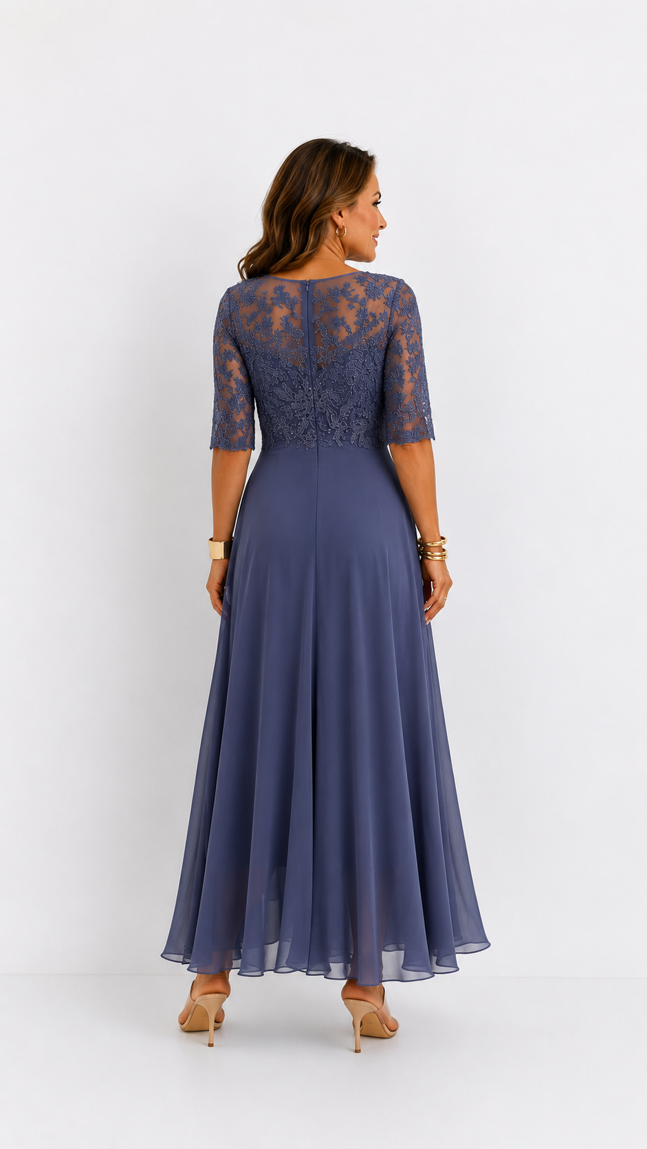 ROXANA | Vestido Midi de Encaje Fluido