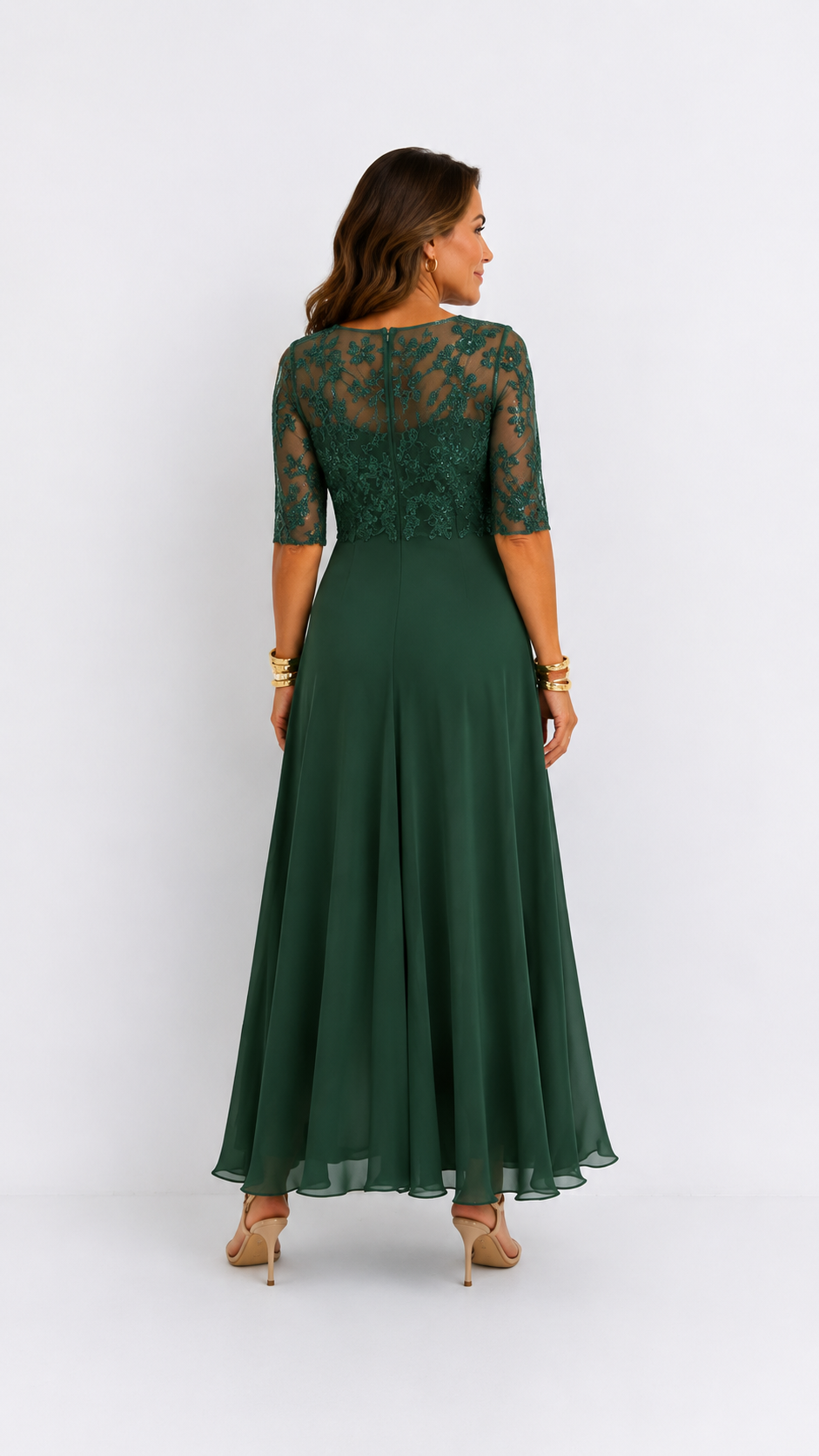 ROXANA | Vestido Midi de Encaje Fluido
