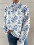 ROSARIA | Jersey Floral de Cuello Semialto