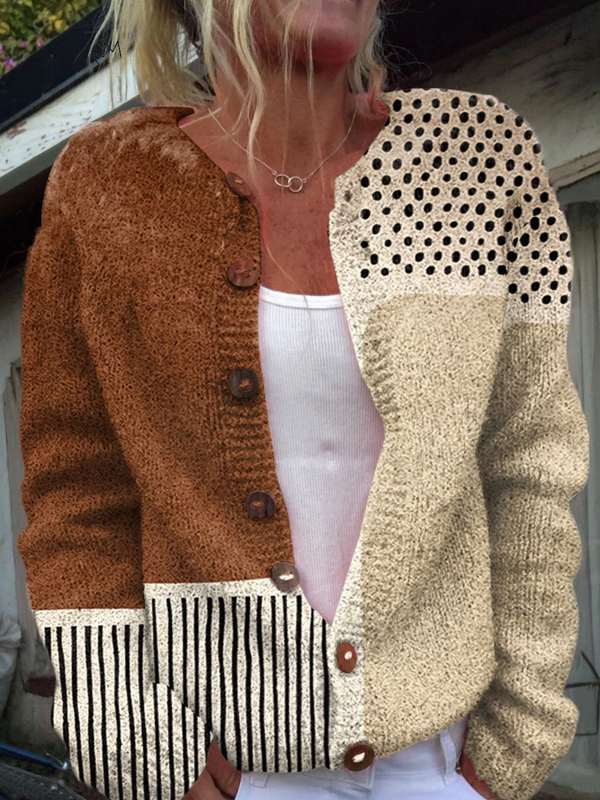 CLÉMENCE | Cárdigan Vintage de Punto Patchwork