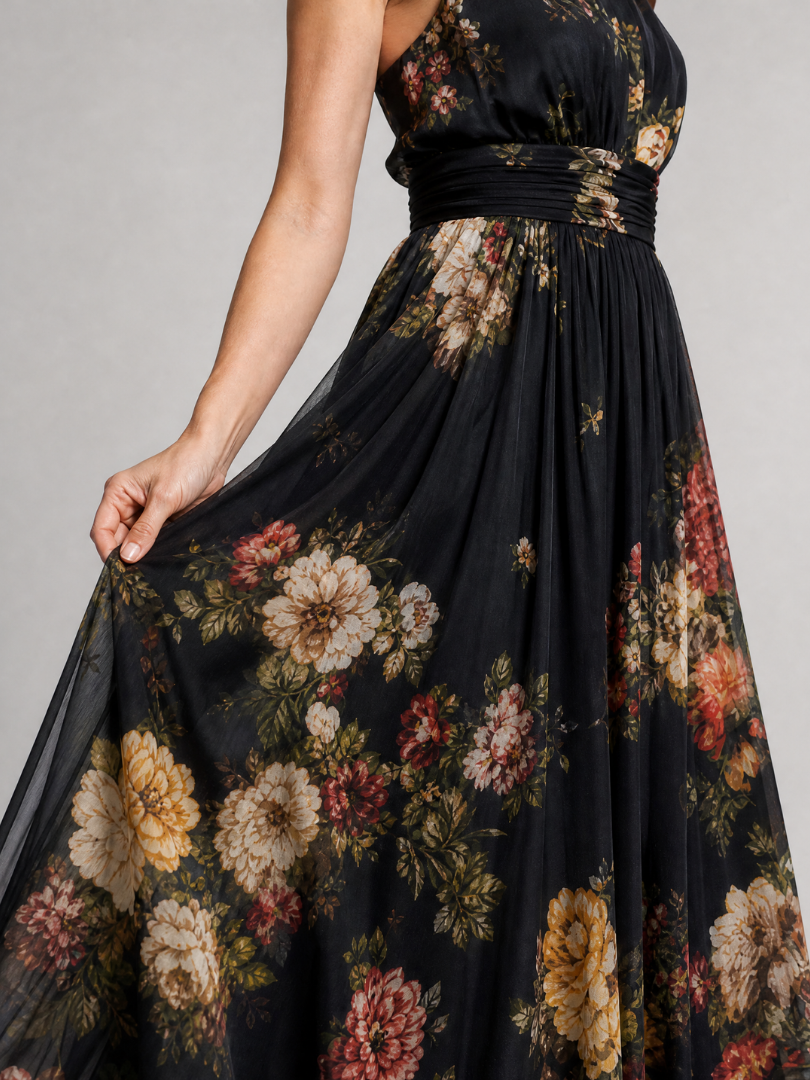 VEGA | Vestido Midi Floral con Cuello Halter