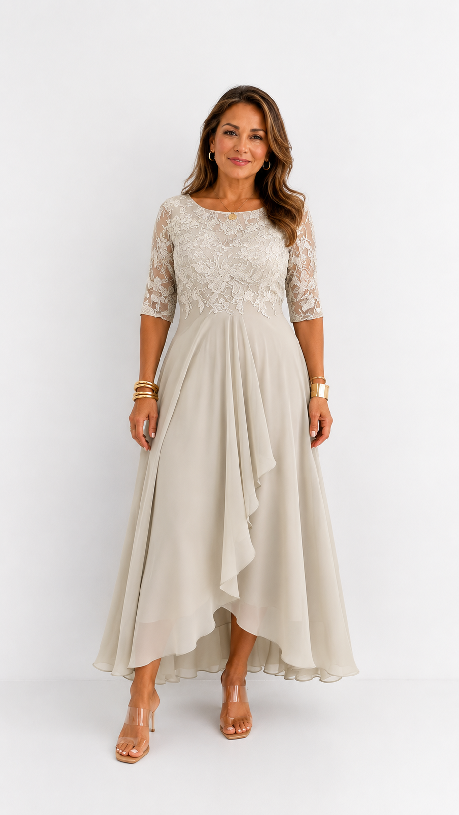 ROXANA | Vestido Midi de Encaje Fluido