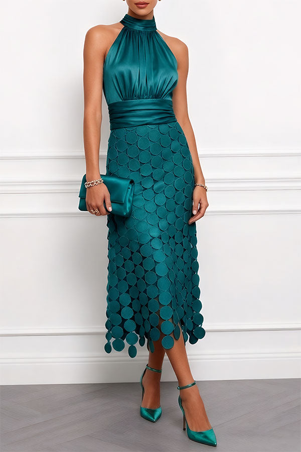 FABIOLA | Vestido Midi sin Mangas con Cuello Alto