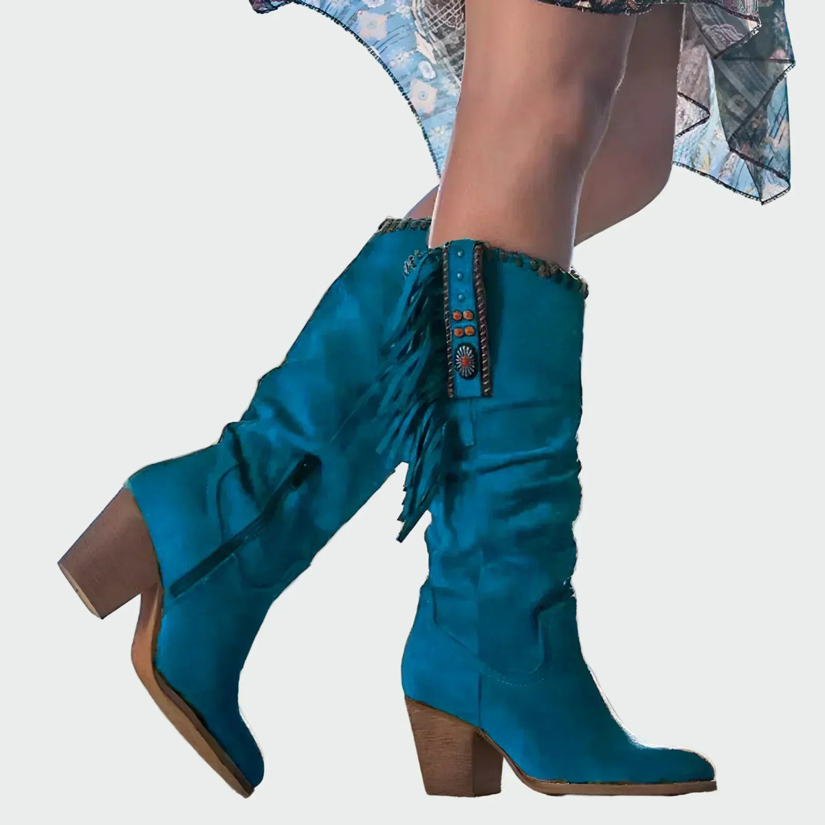 DALIA | Botas Cowboy Boho con Flecos y Tacón Medio