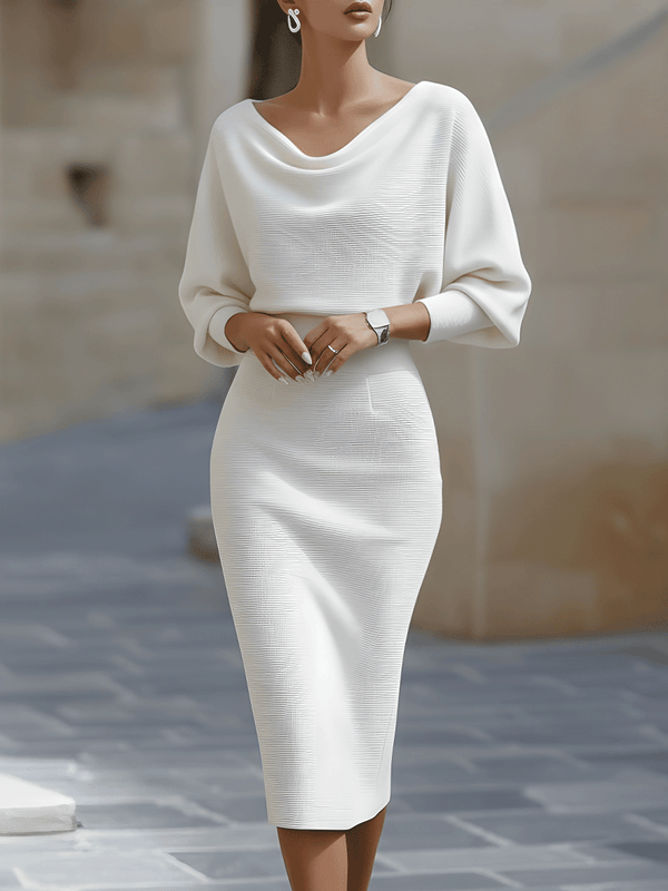 AUDREY | Vestido Midi Drapeado con Escote Corazón