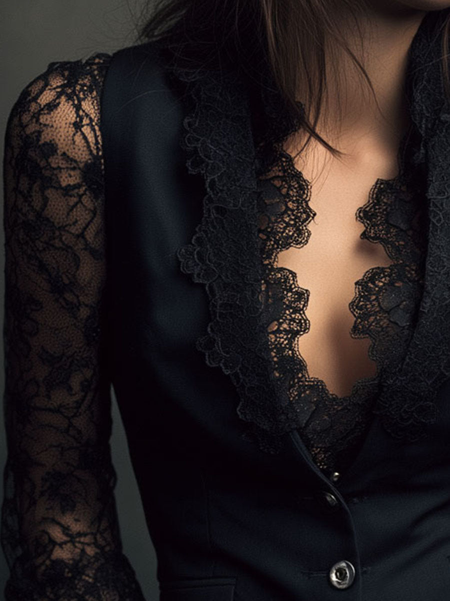 LAIA | Top-Blazer de Mangas Semitransparentes