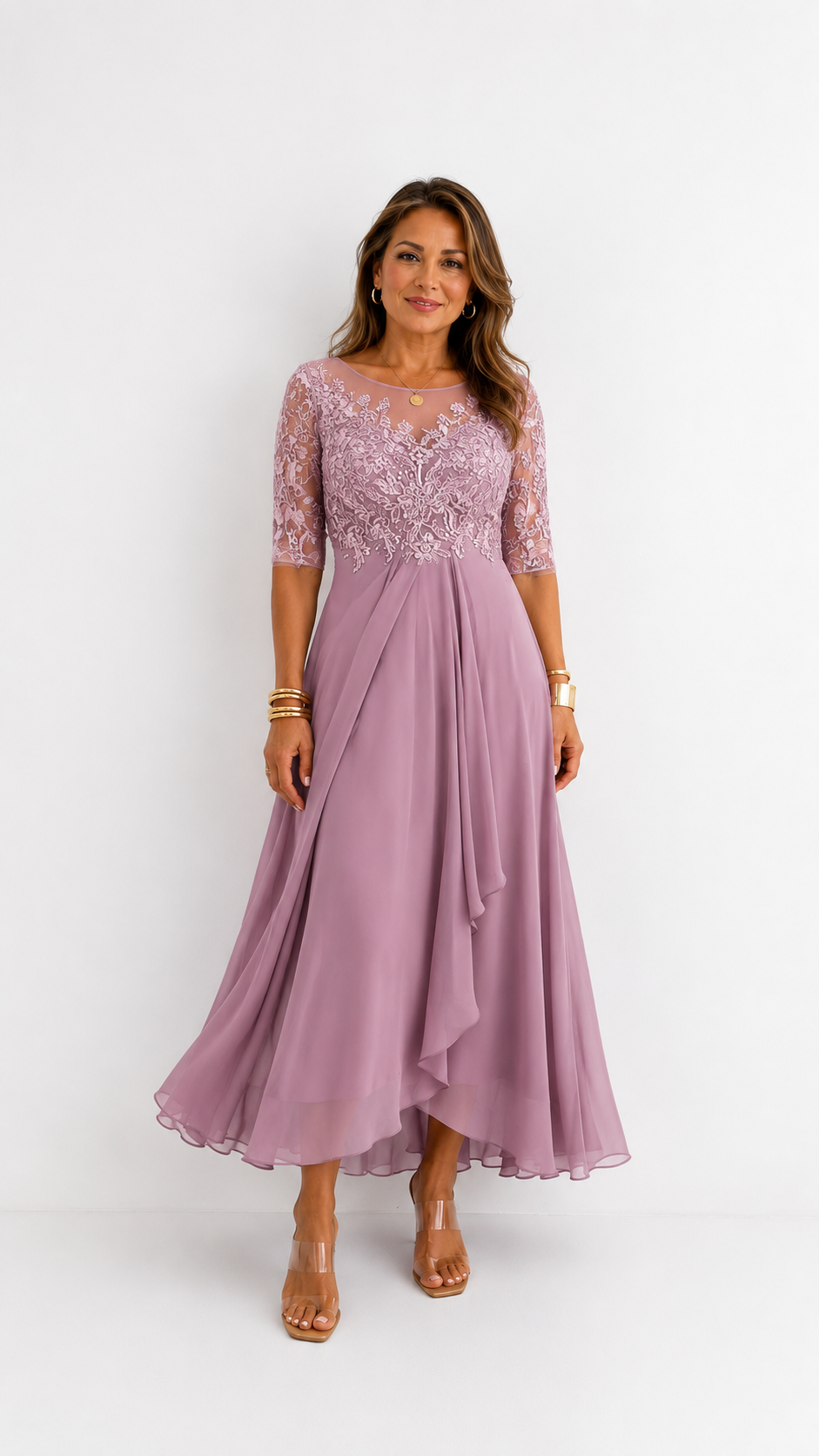 ROXANA | Vestido Midi de Encaje Fluido