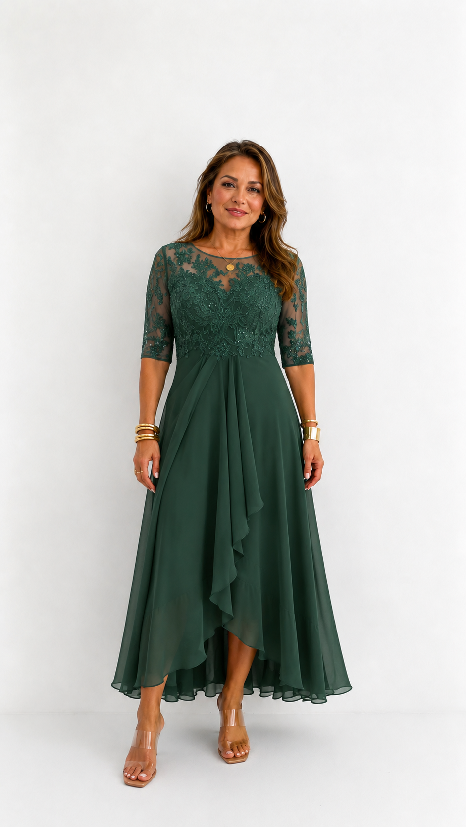 ROXANA | Vestido Midi de Encaje Fluido