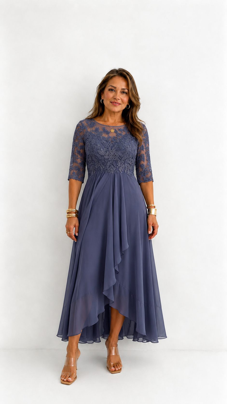ROXANA | Vestido Midi de Encaje Fluido