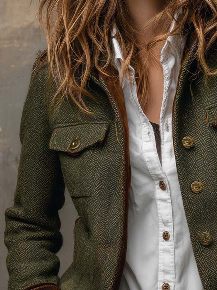 HONORINA | Blazer Vintage de Chevrón
