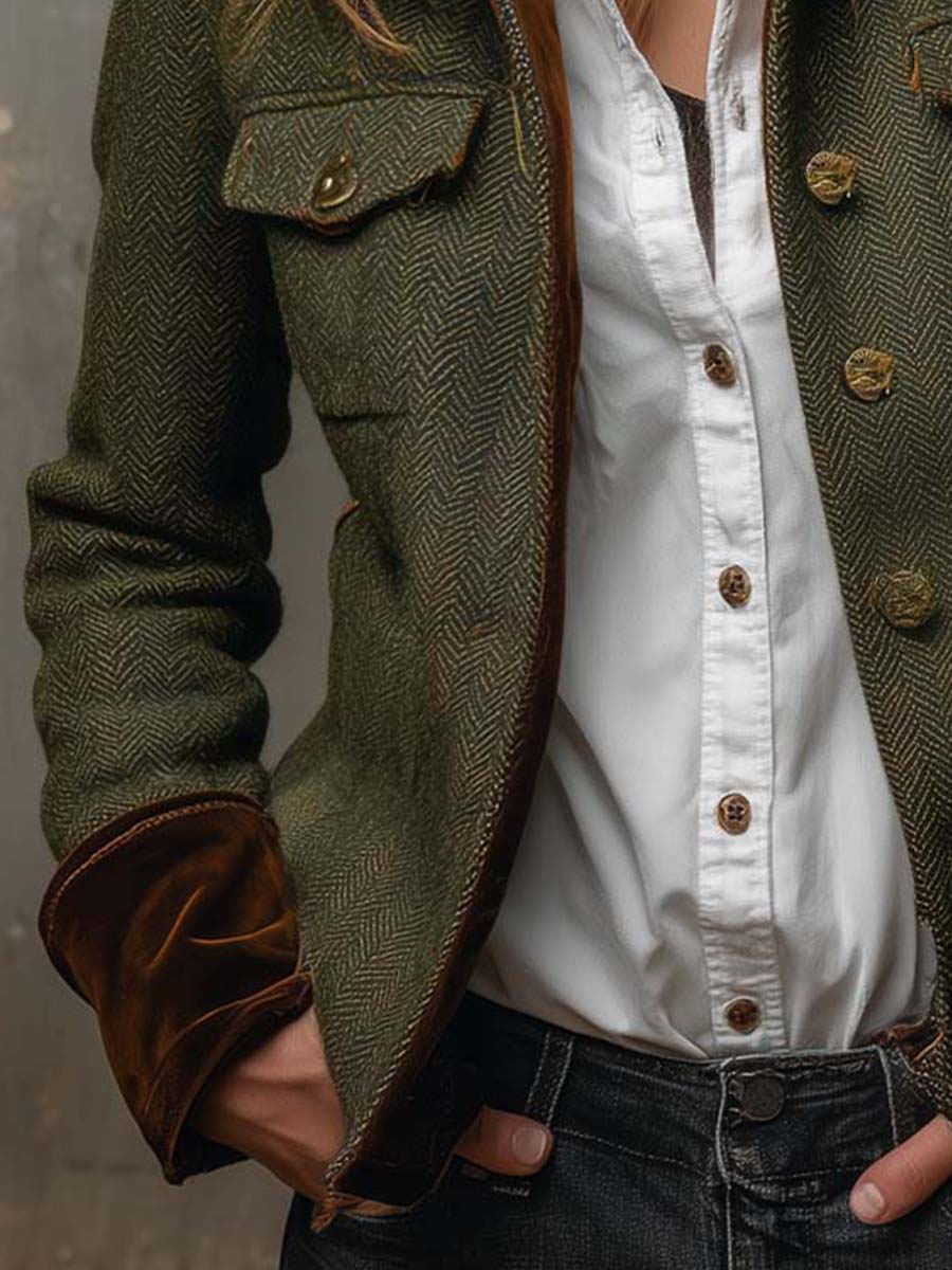 HONORINA | Blazer Vintage de Chevrón