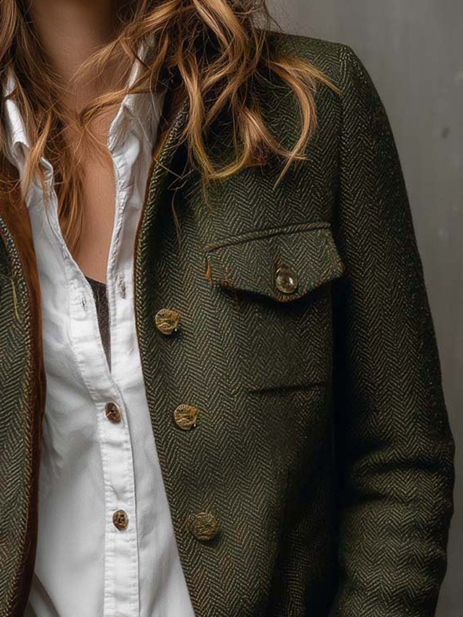 HONORINA | Blazer Vintage de Chevrón