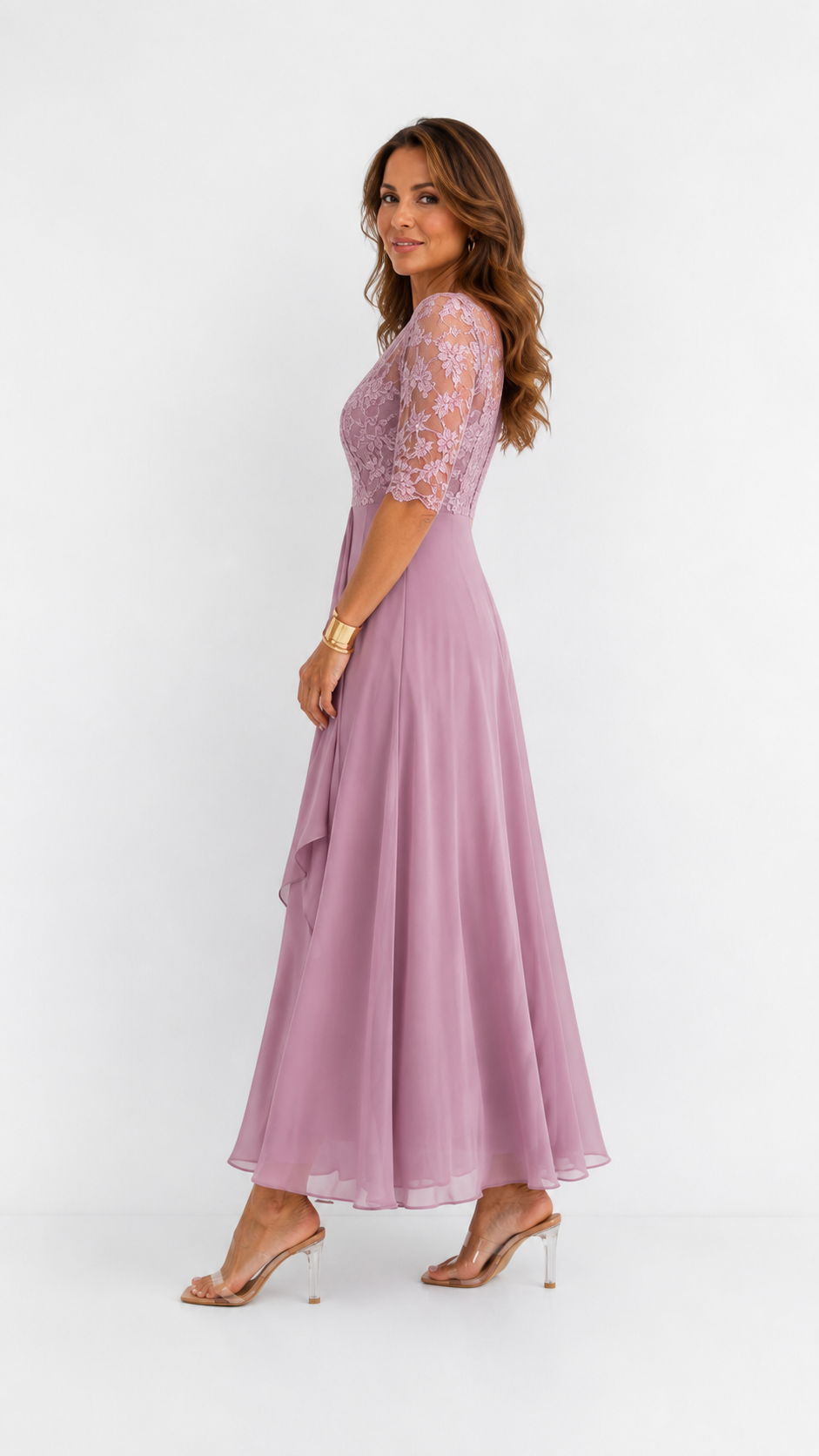 ROXANA | Vestido Midi de Encaje Fluido