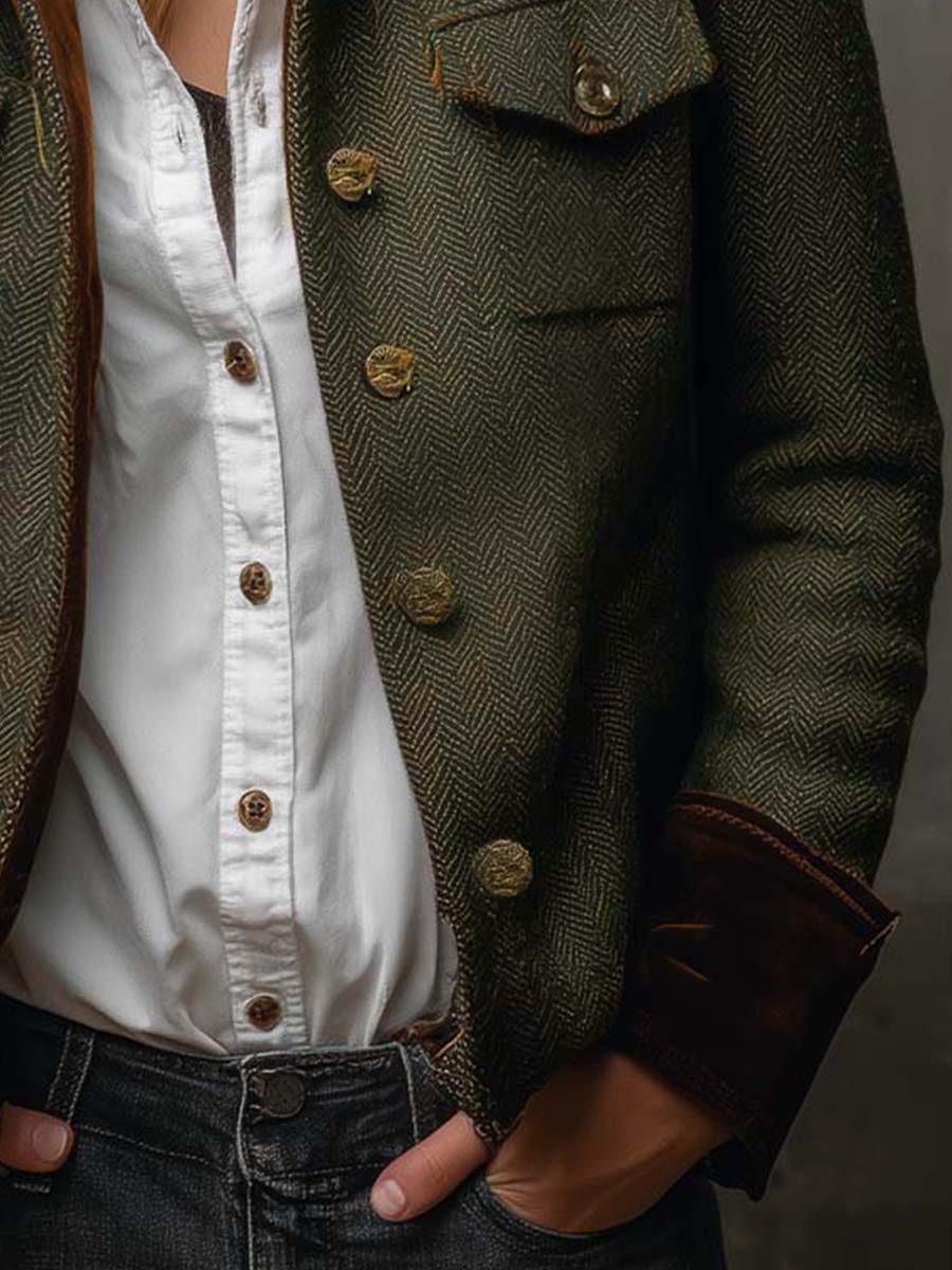 HONORINA | Blazer Vintage de Chevrón