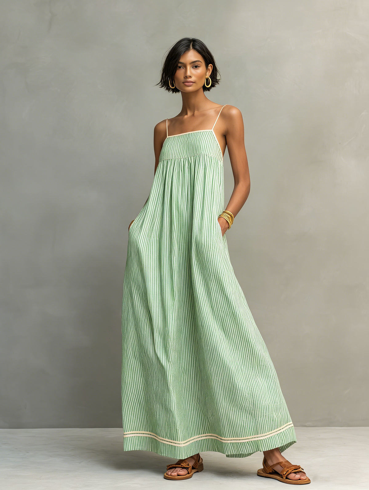 AZZURRA | Vestido Largo de Tirantes con Bolsillos