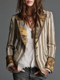 SUSANNA | Blazer Caqui Bohemio de Rayas