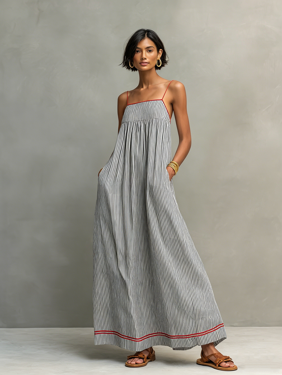 AZZURRA | Vestido Largo de Tirantes con Bolsillos