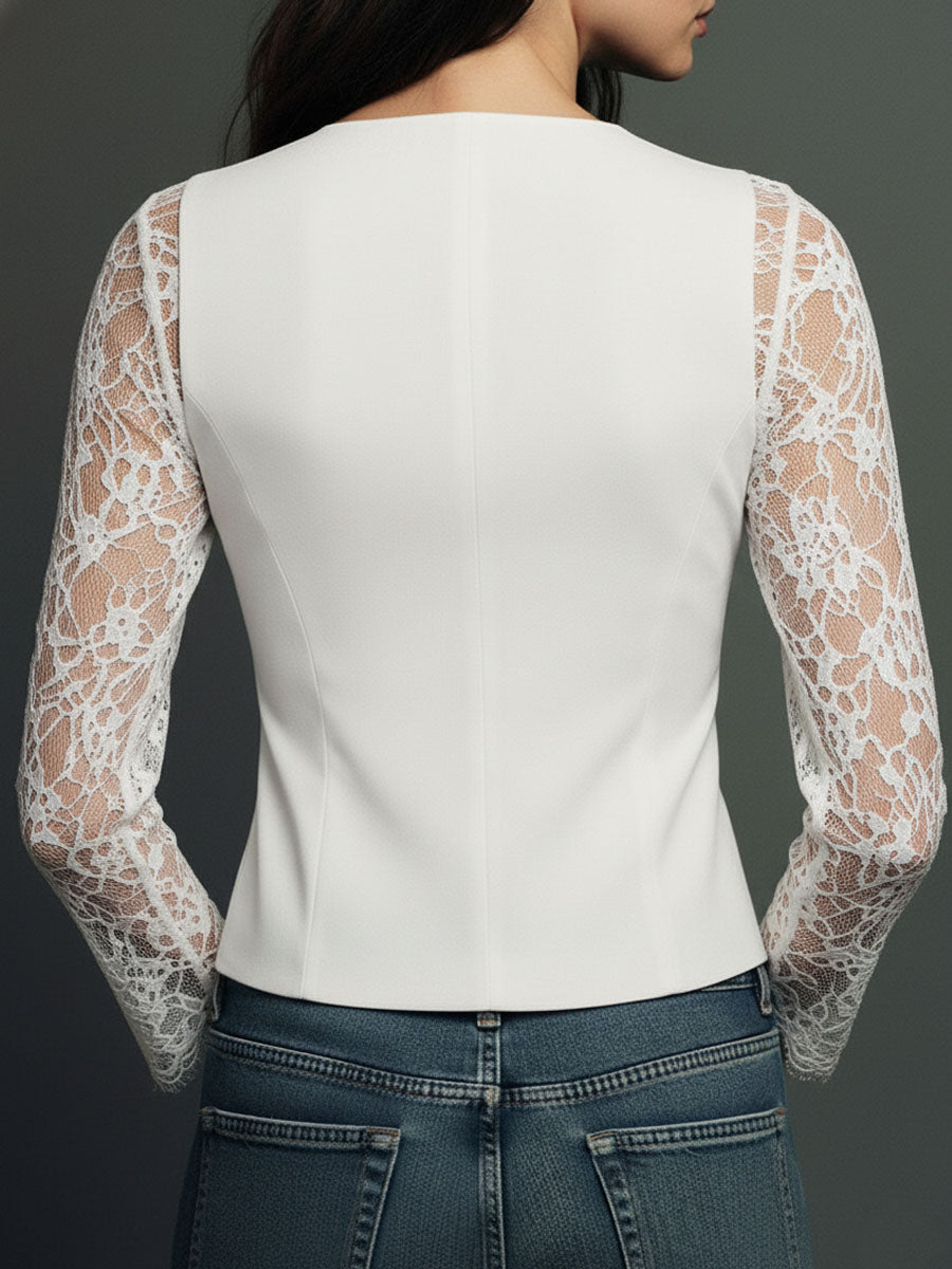 LAIA | Top-Blazer de Mangas Semitransparentes
