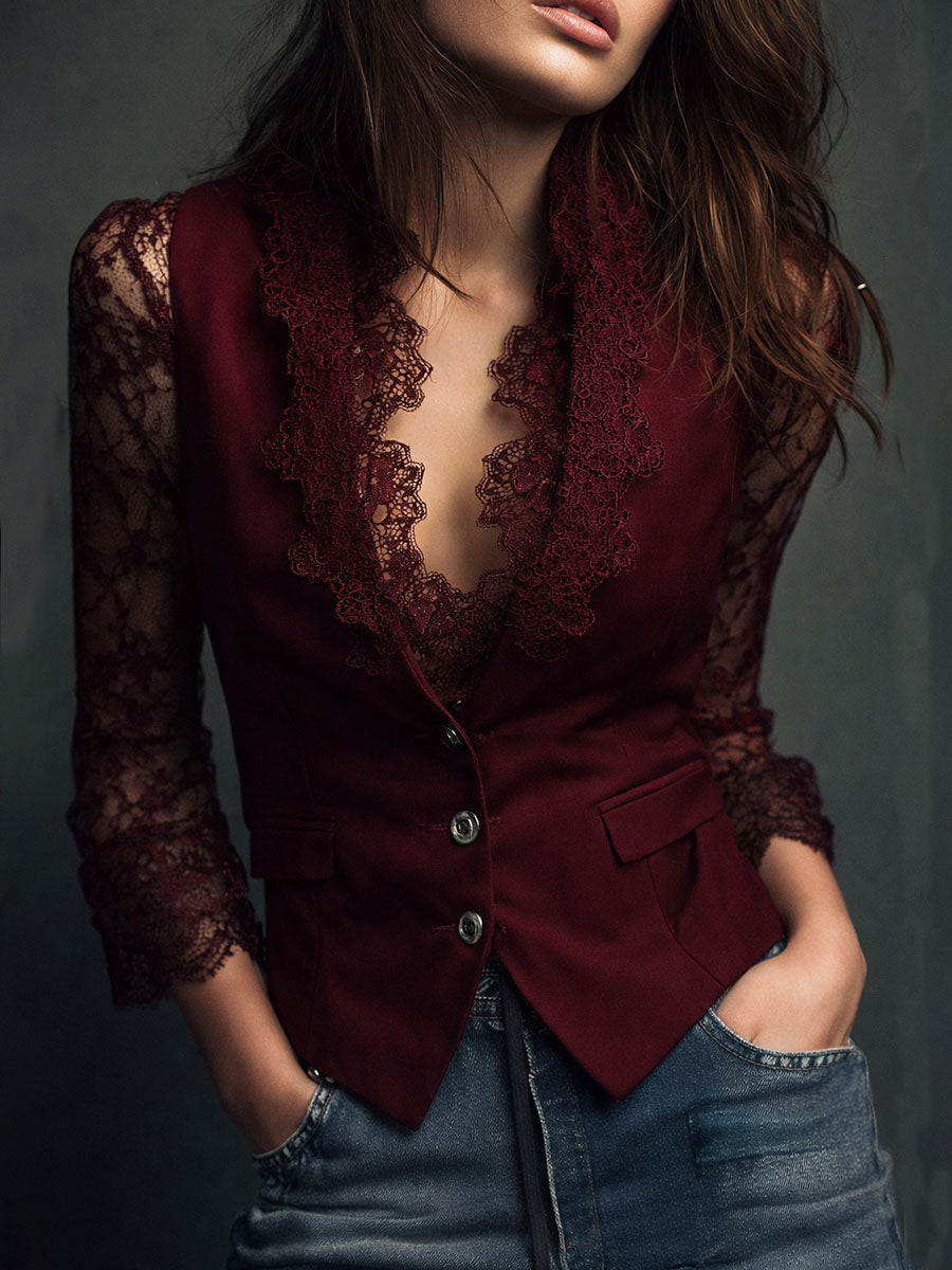 LAIA | Top-Blazer de Mangas Semitransparentes
