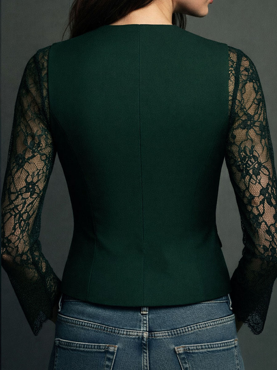 LAIA | Top-Blazer de Mangas Semitransparentes