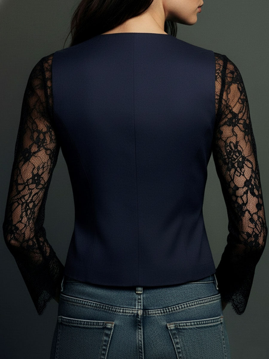 LAIA | Top-Blazer de Mangas Semitransparentes
