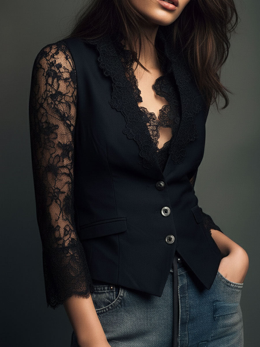 LAIA | Top-Blazer de Mangas Semitransparentes