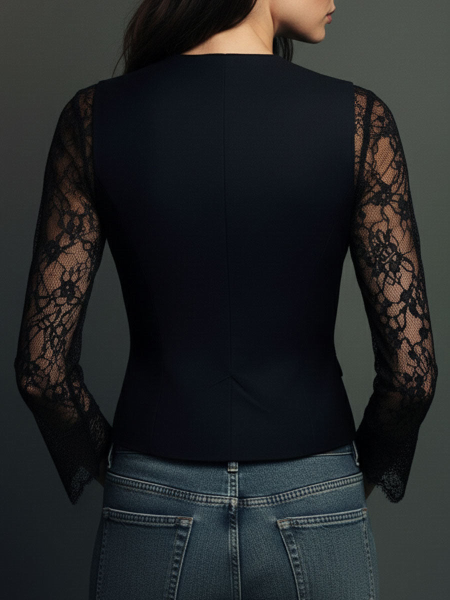 LAIA | Top-Blazer de Mangas Semitransparentes