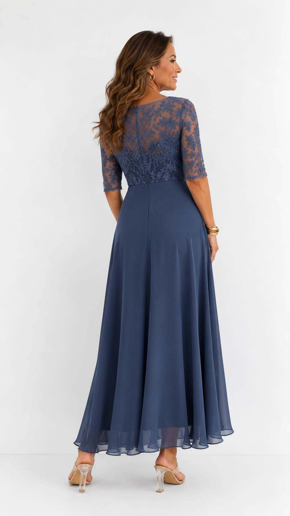 ROXANA | Vestido Midi de Encaje Fluido
