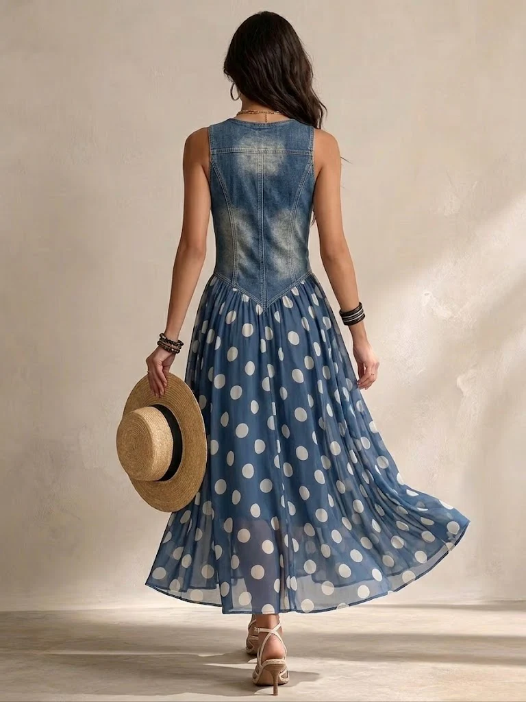 ADELINE | Vestido Largo de Lunares