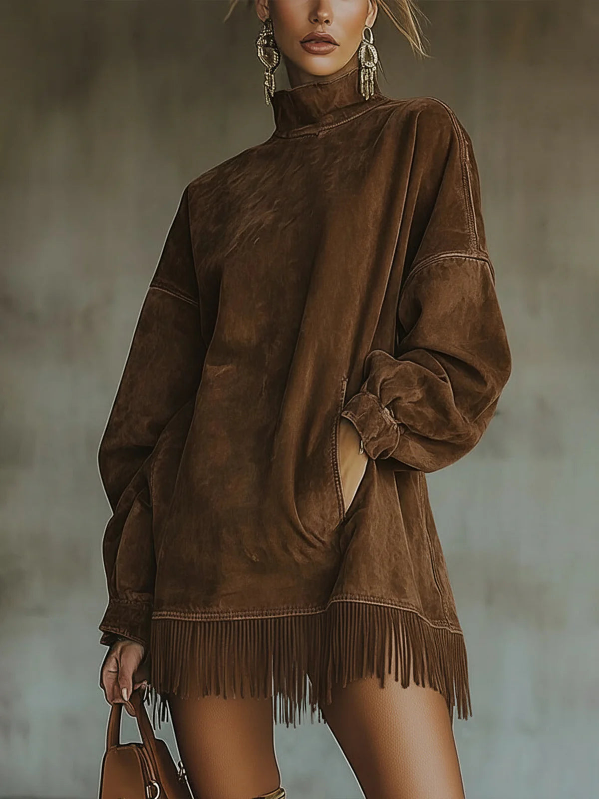GRAZIELLA | Vestido de Cuello Alto con Flecos