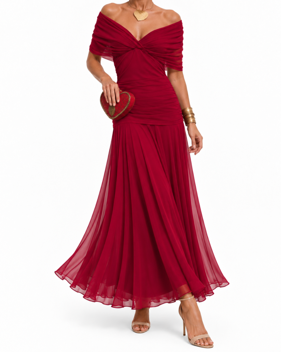 NAHIA | Vestido Largo con Hombros Descubiertos