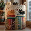 Gato y Libros | Cesto de Almacenaje Acolchado